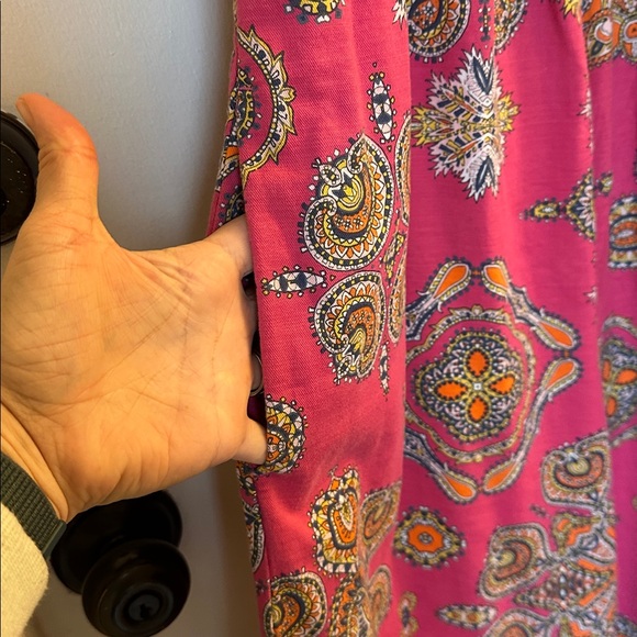 Maeve Anthropologie Pink Floral Smocked Wide Leg Jumpsuit Size medium - Picture 6 of 9